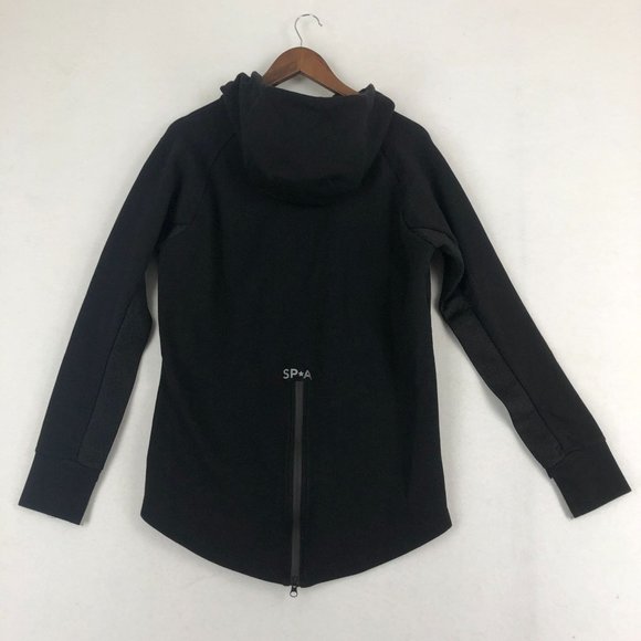 SP Aesthetics Men's Size Small Black Two-Way Full Zip Long Sleeve Hooded Jacket - Picture 11 of 11